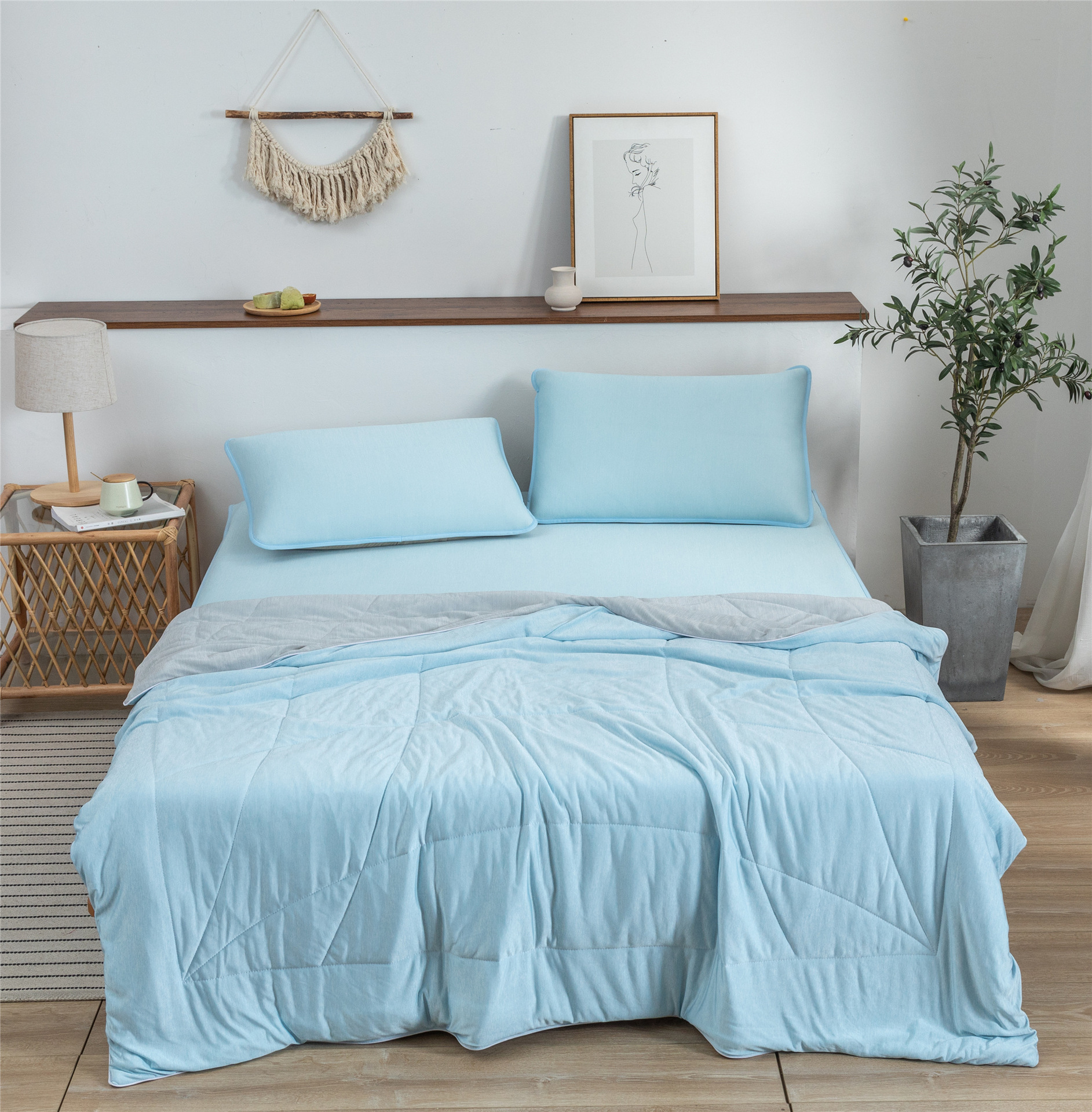 无印夏凉被纯色冷感被凉感冰丝盖被空调被子