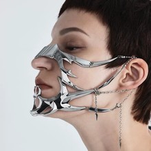 Luxury CyberPunk Mask Liquid Irregular Silver Color Hollow跨