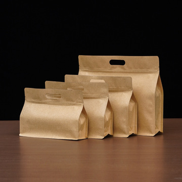 牛皮纸铝箔八边封茶叶包装袋子绿茶拉链袋红茶自立袋金骏眉密封袋-阿