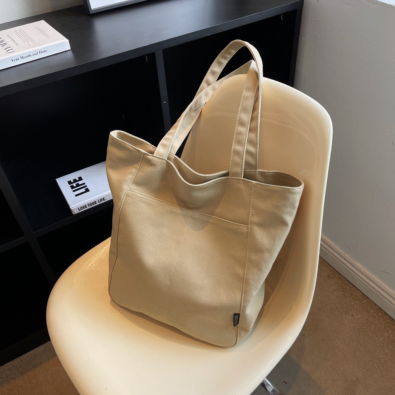 16安帆布单肩包女大容量高级感百搭托特包 简约时尚通勤包包定制