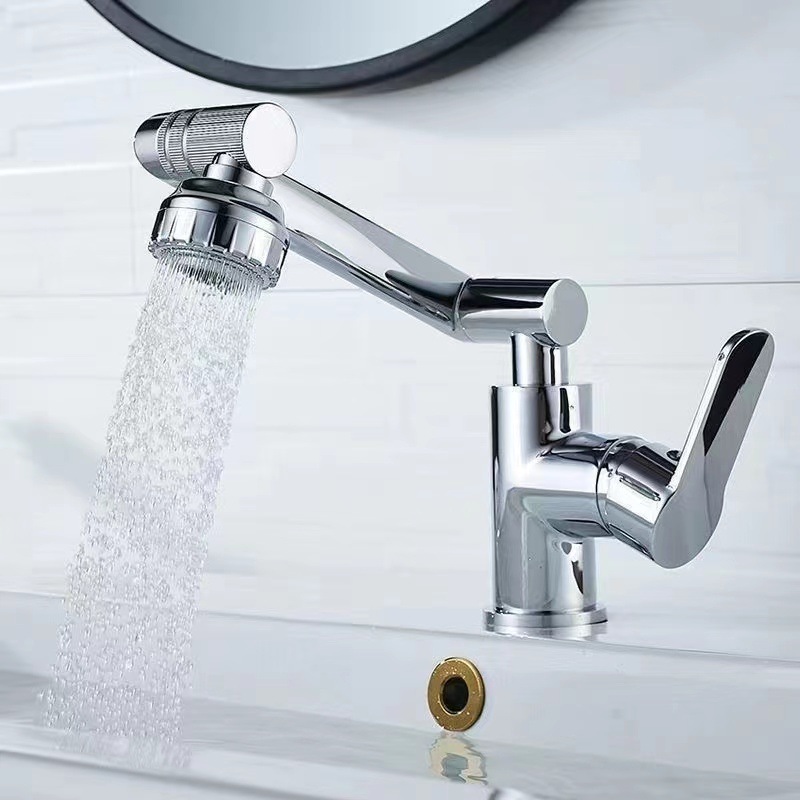 [Factory Wholesale] Copper Sole Kitchen Kitchen Sink Hot and Cold Faucet High Bend Rotating Alloy Combination Washbasin Faucet Water Tap