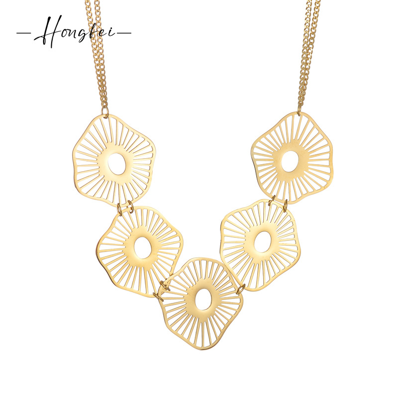 法式复古不规则几何形项链钛钢不掉色女ins小众设计14k金优雅首饰