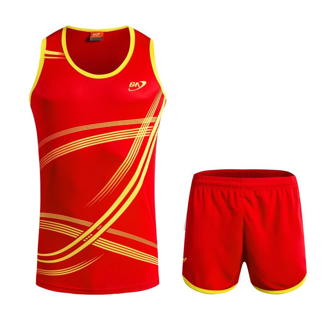 新款男女装田径服套装跑步 比赛训练服儿童田径服透气速干面料