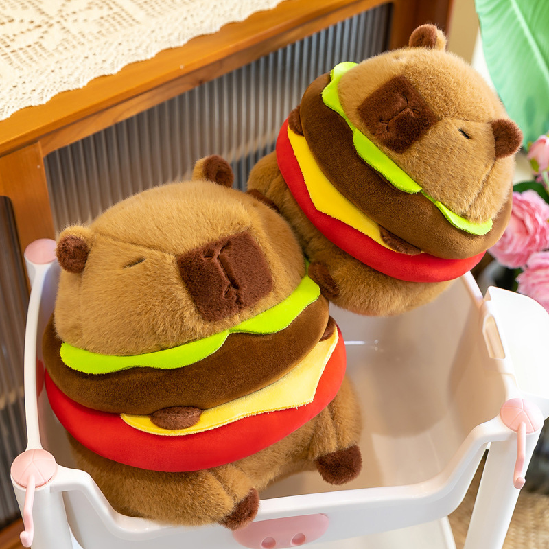 Capybara Doll Hamburger Capybara Doll Plush Toys Comfort Doll Gift