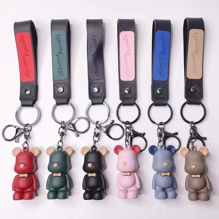 Nordic Bow Bear Keychain Creative Cute Bear Violent Bear Pendant Car Ring Couple Schoolbag Ornaments Wholesale