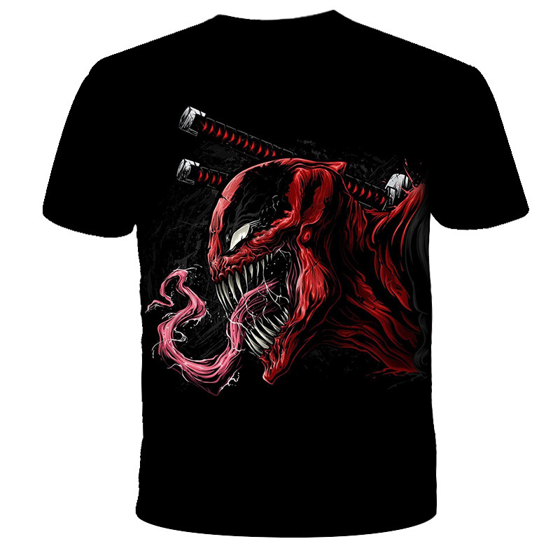 夏季外贸新款 漫威电影毒液3d数码印花休闲短袖 男士宽松3dt恤衫