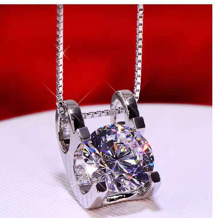 四爪项链女单钻吊坠锁骨套链牛头简约镶嵌锆石拼多多一克拉送女友