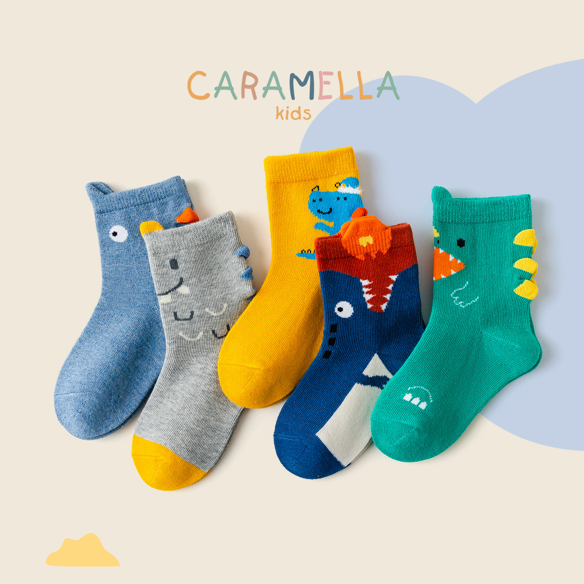 caramella儿童袜子男童春秋款棉中筒婴儿袜秋冬长筒袜可爱宝宝