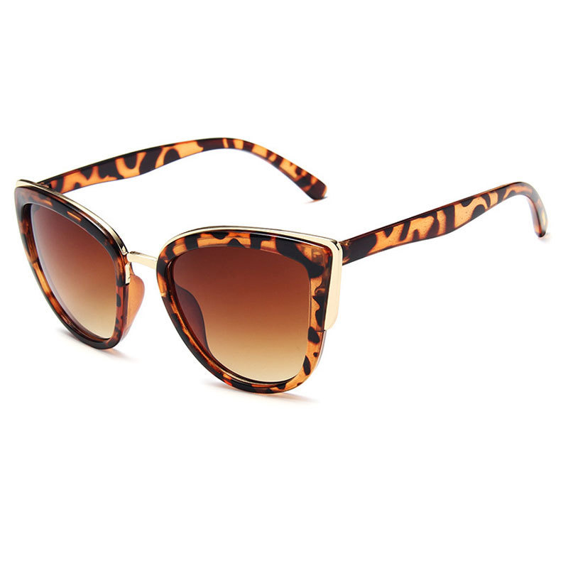 Cross-Border Hot Selling Glasses European and American Fashion Women's Cat Eye Sunglasses Personalized Leopard Color Sunglasses Factory Direct Wholesale