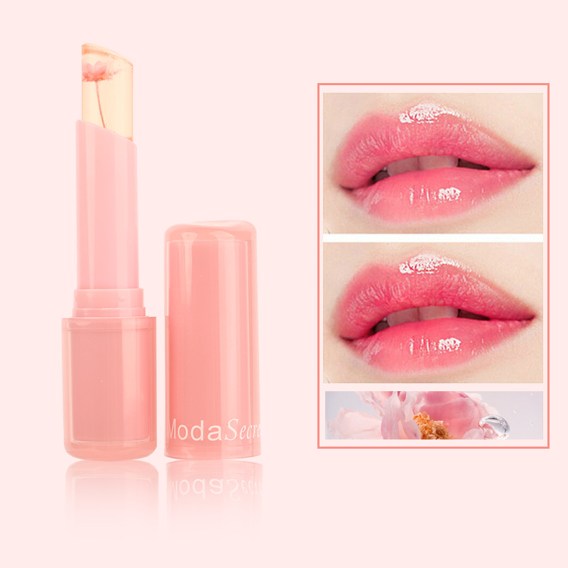 Cross-Border Hot Jelly Dried Flower Color-Changing Lipstick Transparent Flowers Temperature Change Lipstick Nonstick Cup Lipstick Wholesale