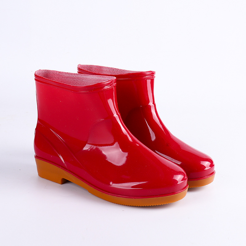 2023 New Low-Cut Fleece-Lined Warm Rain Boots Women's Kitchen Waterproof Work Winter Short Women's Water Shoes Wholesale