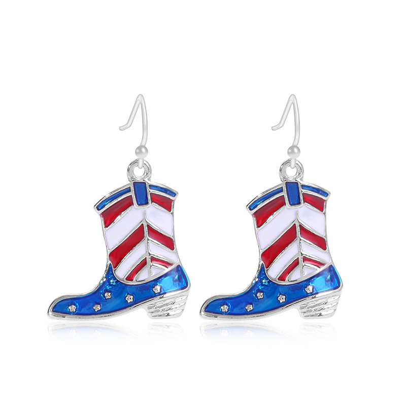 Amazon American Independence Day Earrings National Flag Red Blue White Pendant Ornaments Butterfly Lips Love Heart Earrings