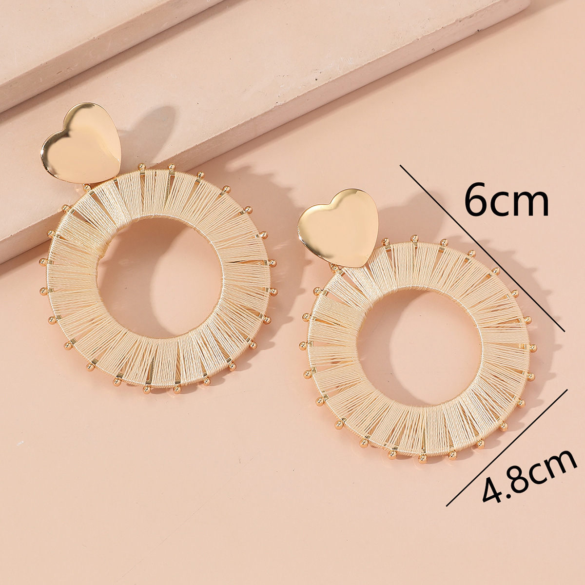 New Fashion Temperament Handmade Cotton Braided Hollow Circle Earrings Factory Wholesale