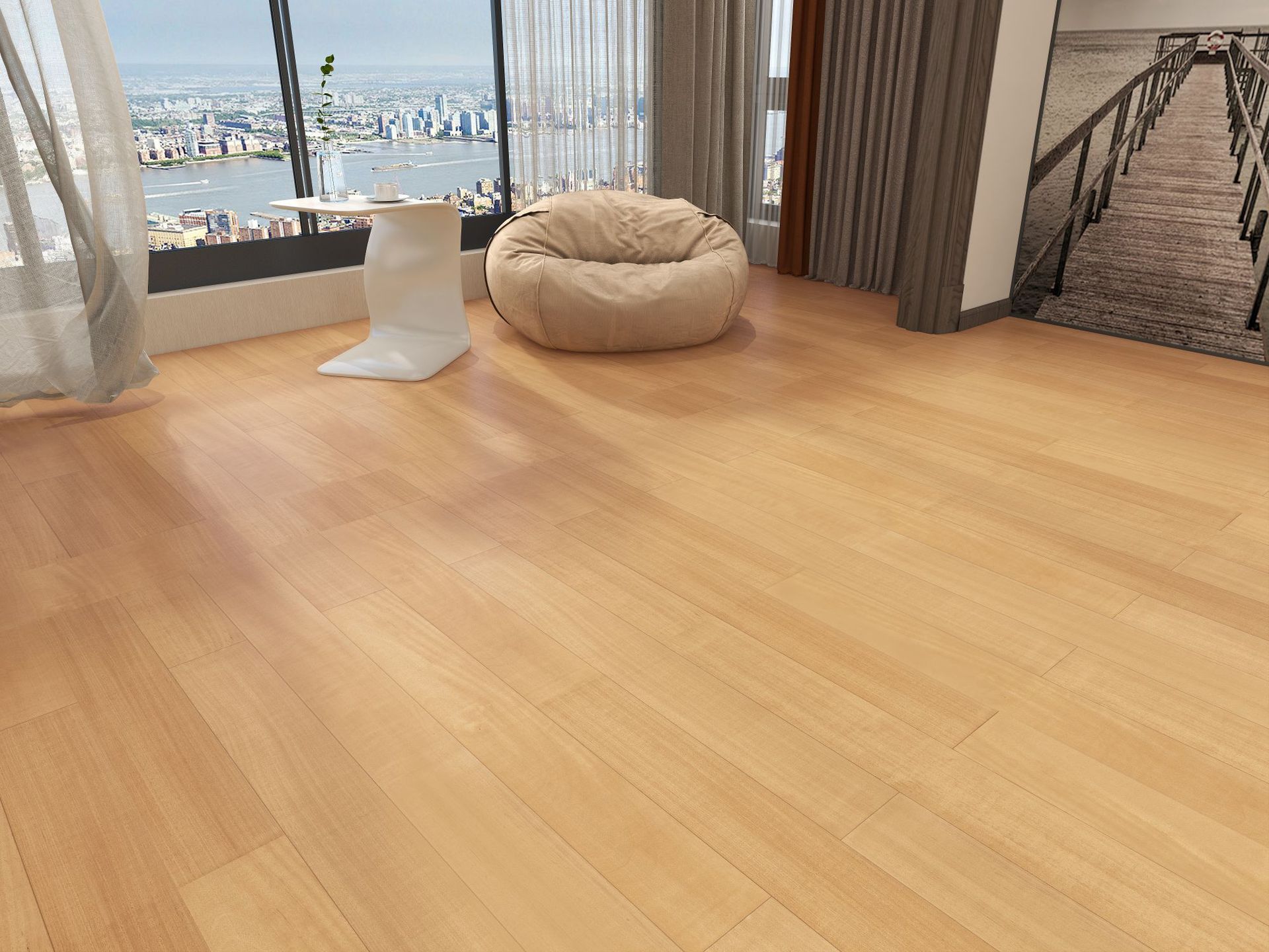 裸板 大自然地板野生原木朴木地板室内 卧室轻奢纯实木地板3色