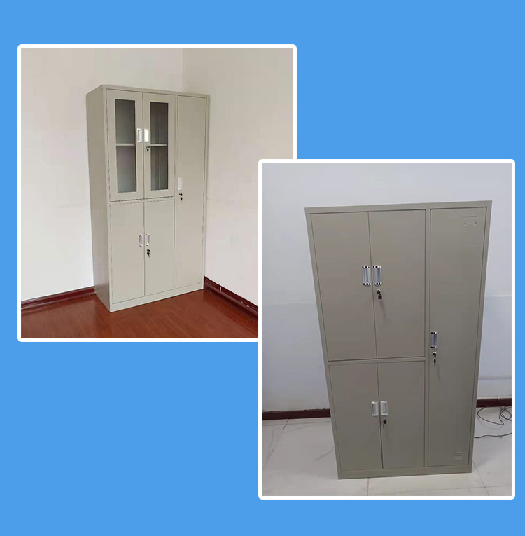 五门更衣柜员工换衣柜带锁铁皮储物柜玻璃收纳柜子钢制更衣柜厂家