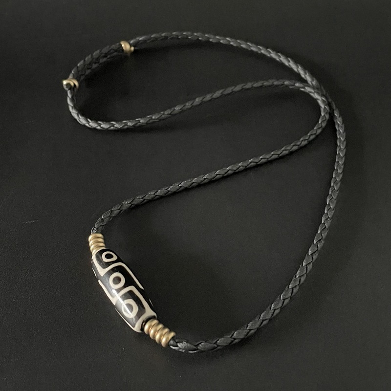 天珠项链横穿男锁骨链小众潮嘻哈夏季日韩送男友男士复古吊坠配饰