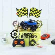 炫酷遥控汽车蛋糕装饰摆件越野赛车男孩生日烘焙玩具插件配件