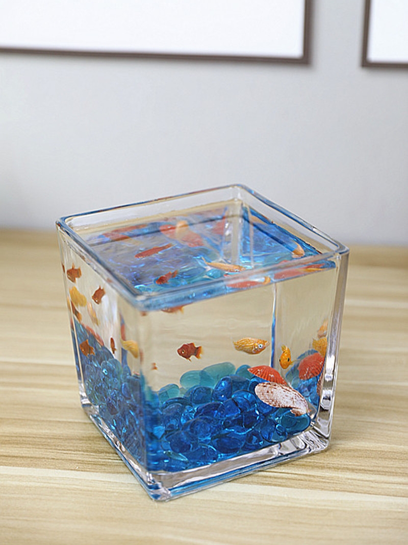 小鱼缸水族箱客厅小型桌面创意家用水晶玻璃生态迷你金鱼缸方形