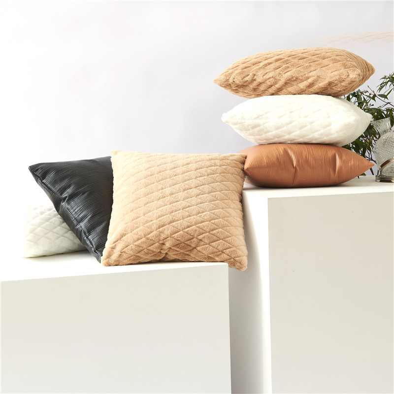 Fashion Simple Home Thickened Fleece Double-Sided Ultrasonic Three-Dimensional Embossed Rhombus Pillow