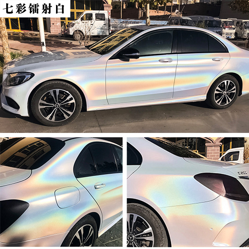 汽车pet改色膜七彩镭射银白蓝镭射黑镭射灰蒂芙尼葵花黄改色贴膜