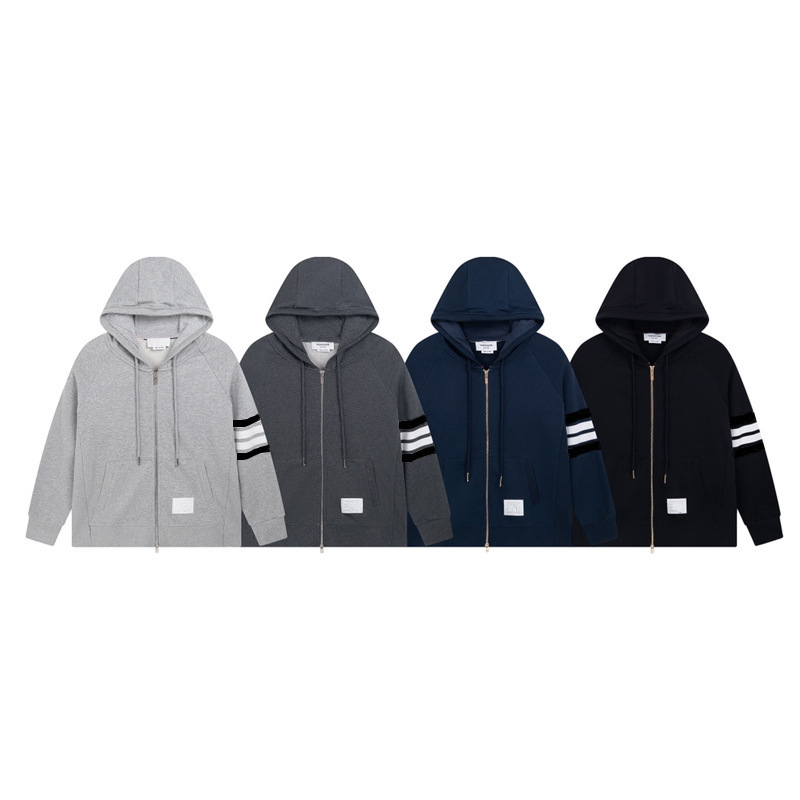 高版本t家经典色织杆 男装秋冬拉链连帽卫衣纯棉重磅情侣装正确版