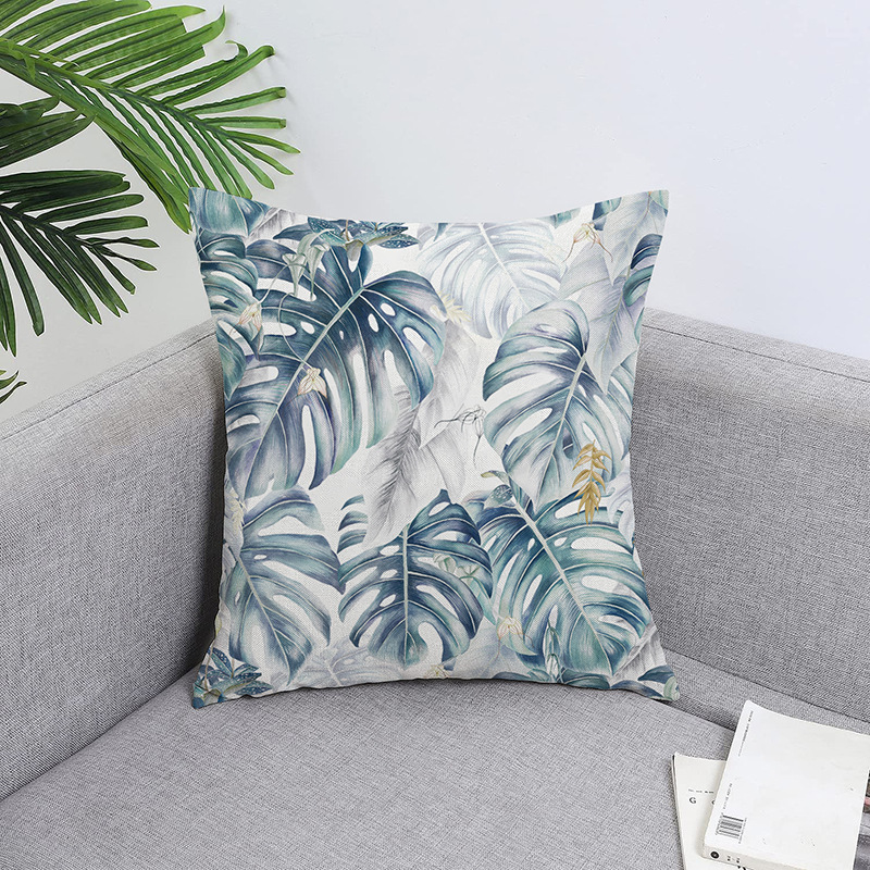 北欧刺绣抱枕套全棉方形靠垫蓝色几何绣花居家沙发装饰靠枕套