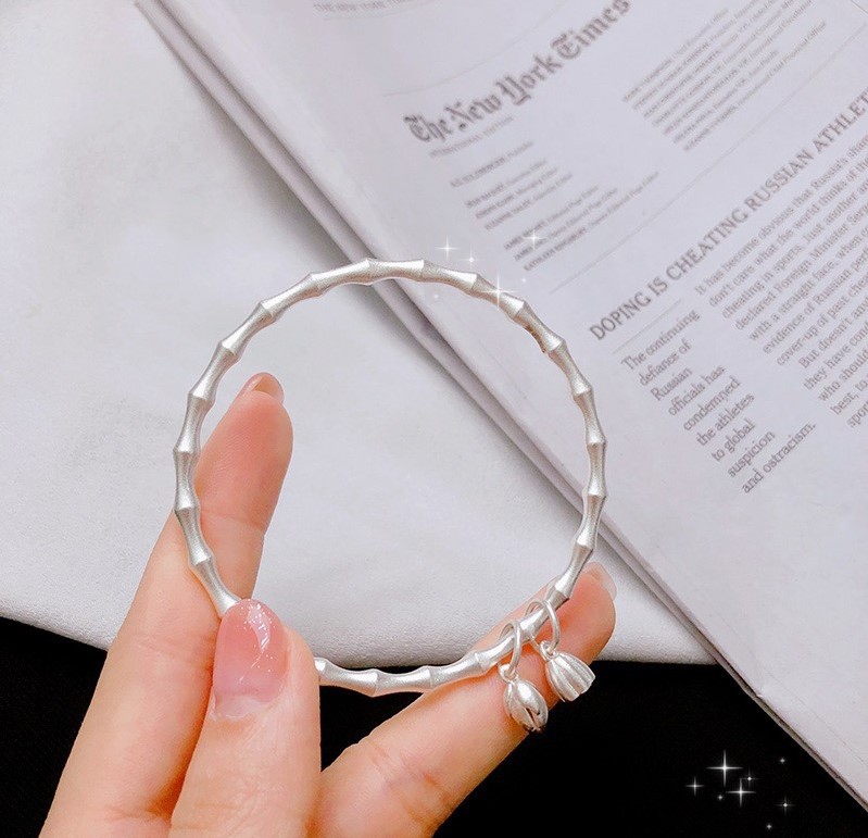 999纯银手镯女两世欢竹节闭口古法传承手环年轻款时尚手饰送女友