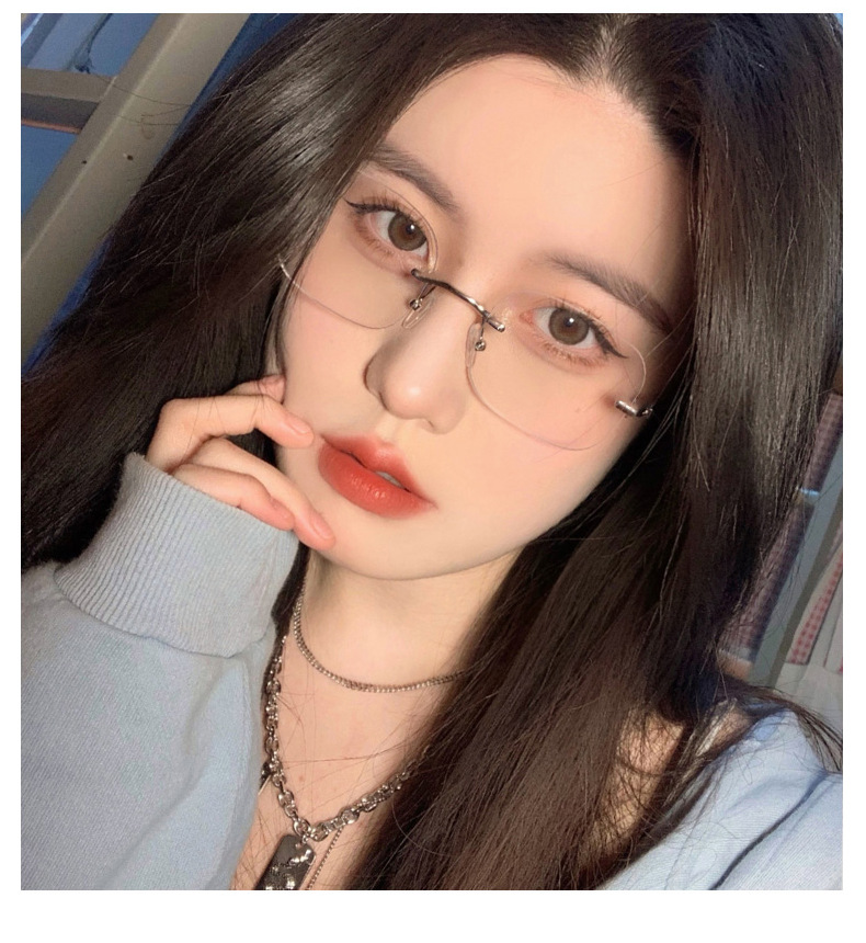 jennie无框眼镜框架素颜女超轻近视ins风小红书同款防蓝光韩版潮