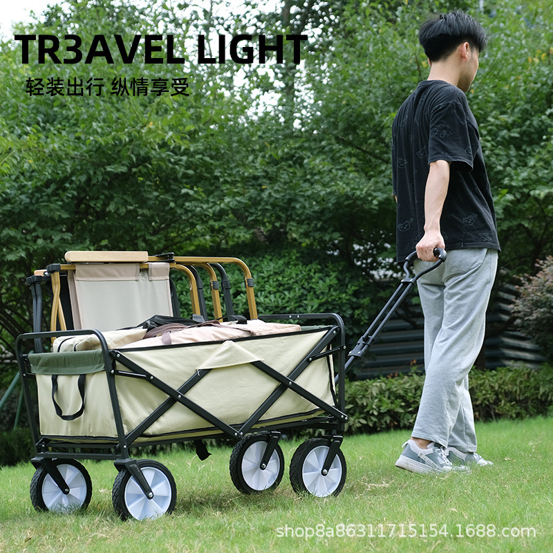 Camper Cart Camp Cart Outdoor Camping Folding Trolley Camping Trailer Portable Lightweight Shopping Luggage Trolley