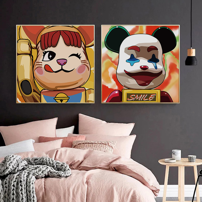 数字油画diy 抽象3d暴力熊卡通动漫填色画小尺寸儿童手绘装饰画