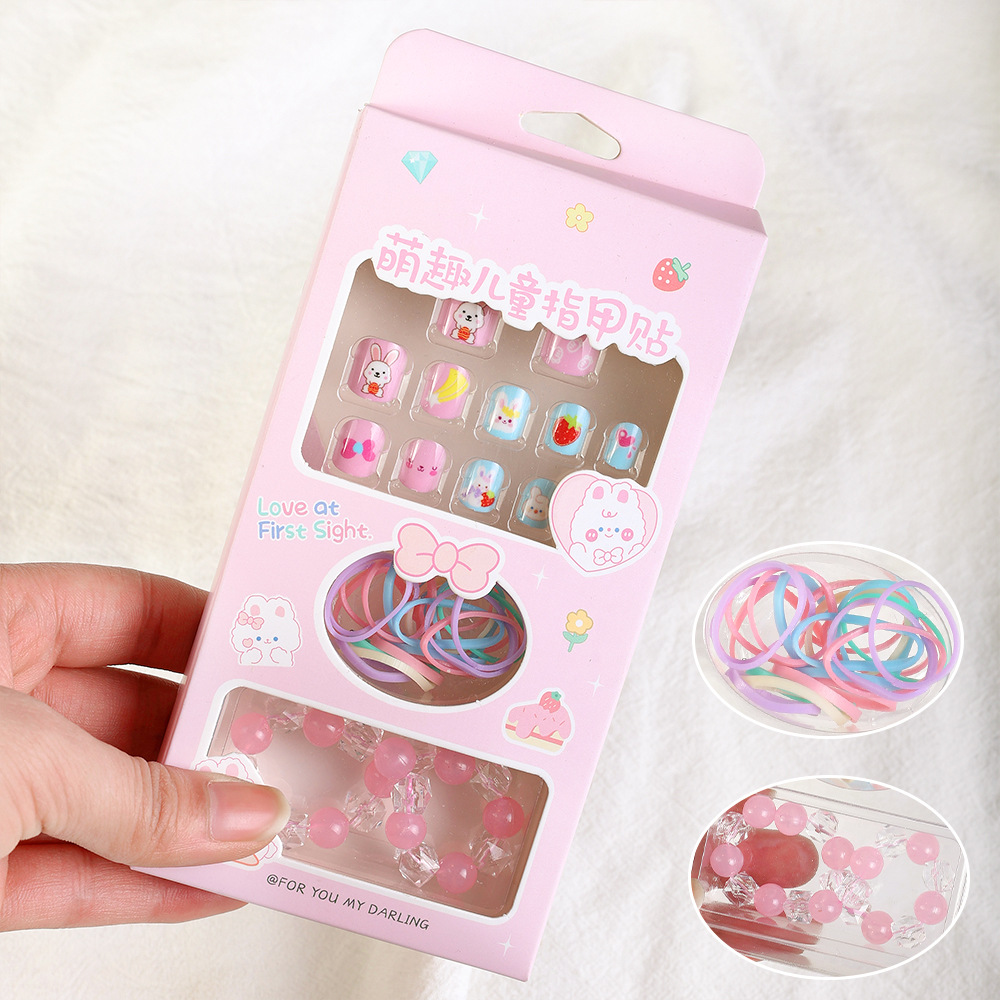 Children's Nail Stickers Nail Stickers Wear Armor New Wearable Bracelet Rubber Band Cartoon Toy Set Nail Tip