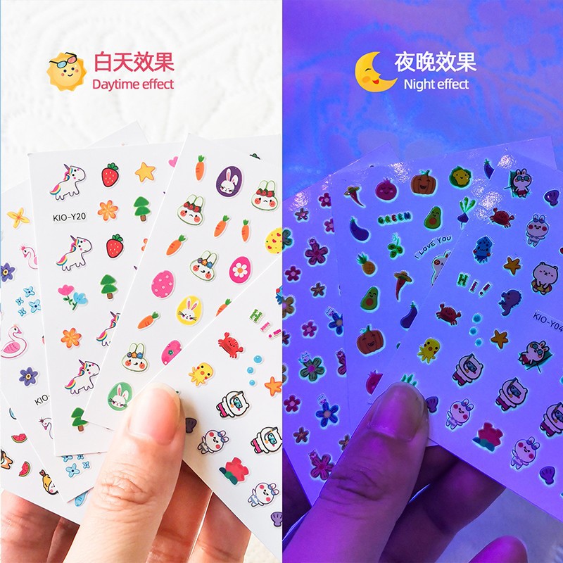 [Free Shipping] Children's Nail Stickers Nail Beauty Nail Patch Baby Girl Princess Cartoon Stickers Luminous Finger