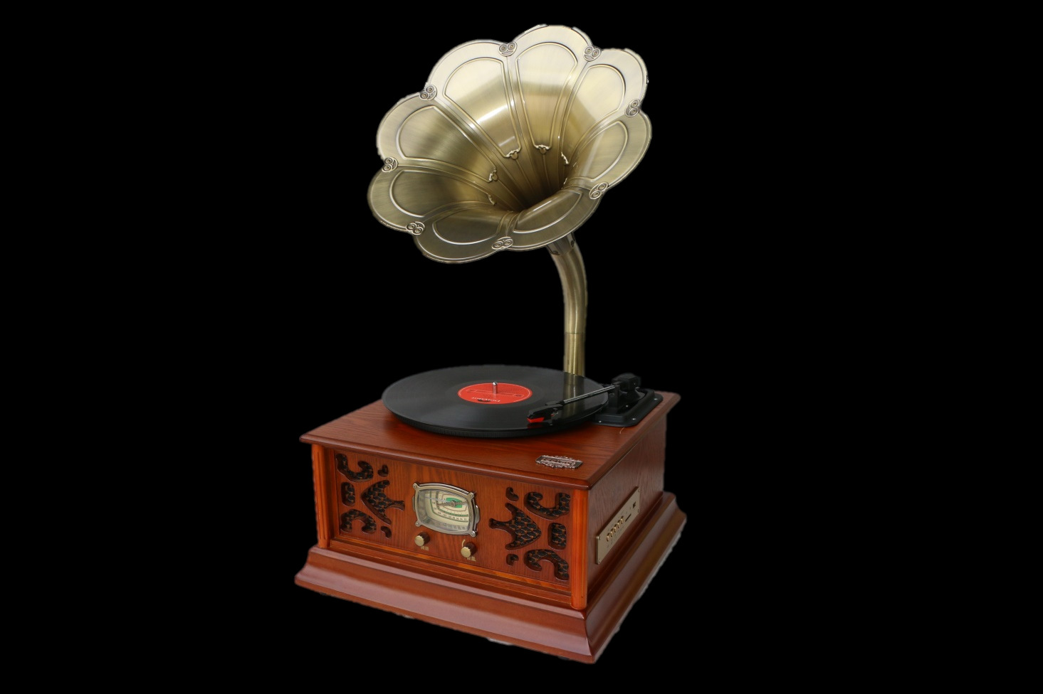 理丹(leetac) l9502 复古留声机黑胶唱片机大喇叭仿古蓝牙电唱机