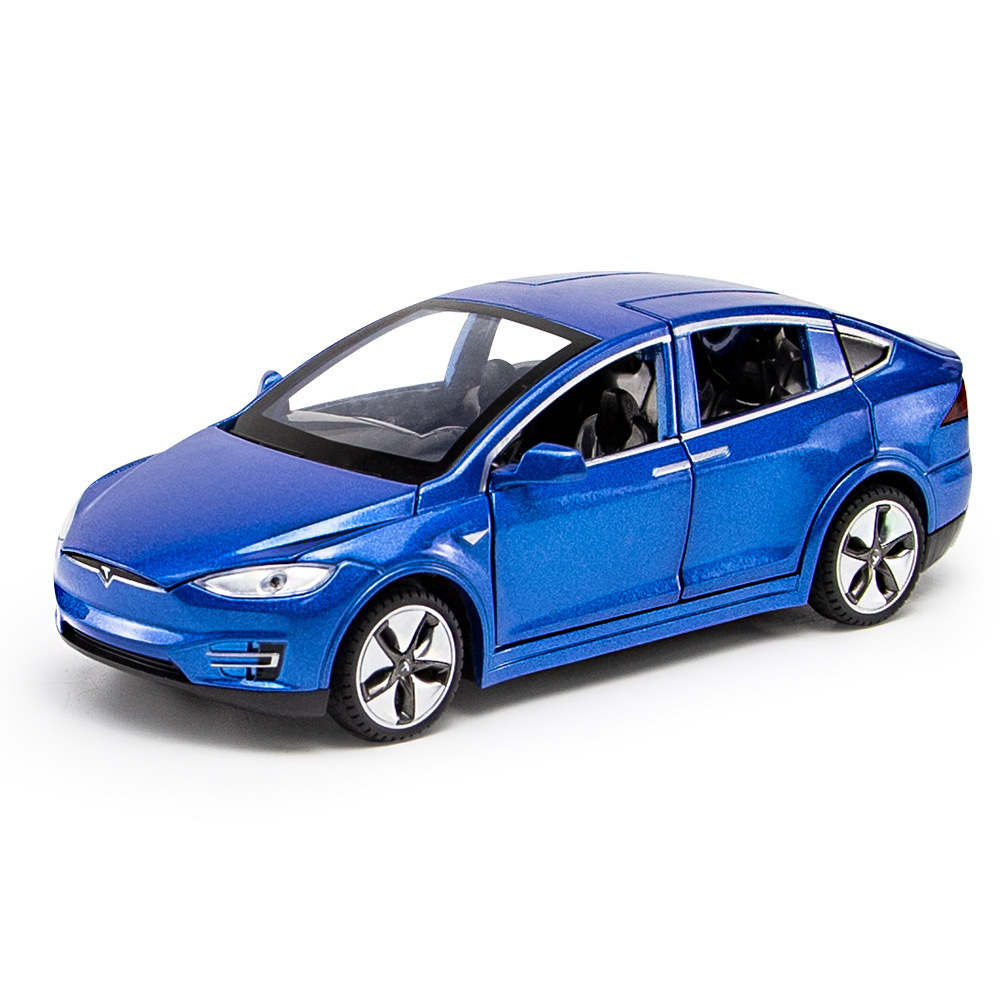 新能源特斯拉x合金跑车模型儿童回力玩具摆件声光小汽车批发