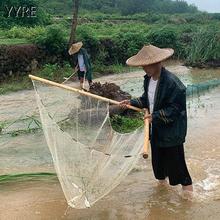 推网拦鱼网捞网三角形推虾网老式拦渠网渔网大口径赶网捞鱼月亮网