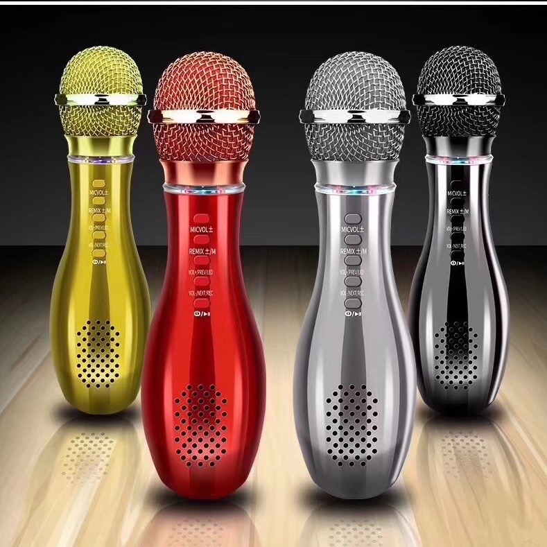 Q007麦克风保龄球带彩灯无线插卡话筒音响一体机厂家直