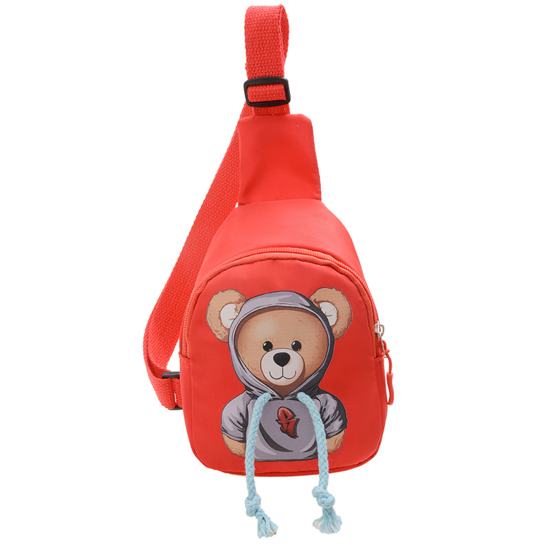 Korean Style Kid's Messenger Bag Cartoon Cute Bear Crossbody Small Chest Bag Boys and Girls Light Canvas Coin Purse Mobile Phone