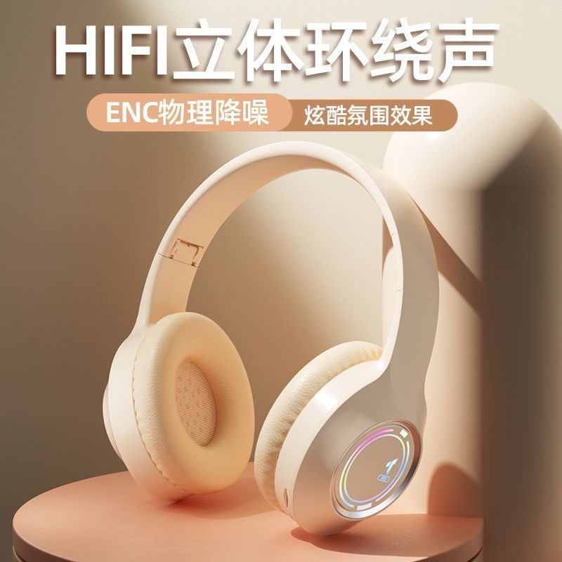 Cross-Border New Arrival Private Model M3 Bluetooth Headphone Head-Mounted 5.2 Cool Color Light Card Folding Glowing Bluetooth Headset