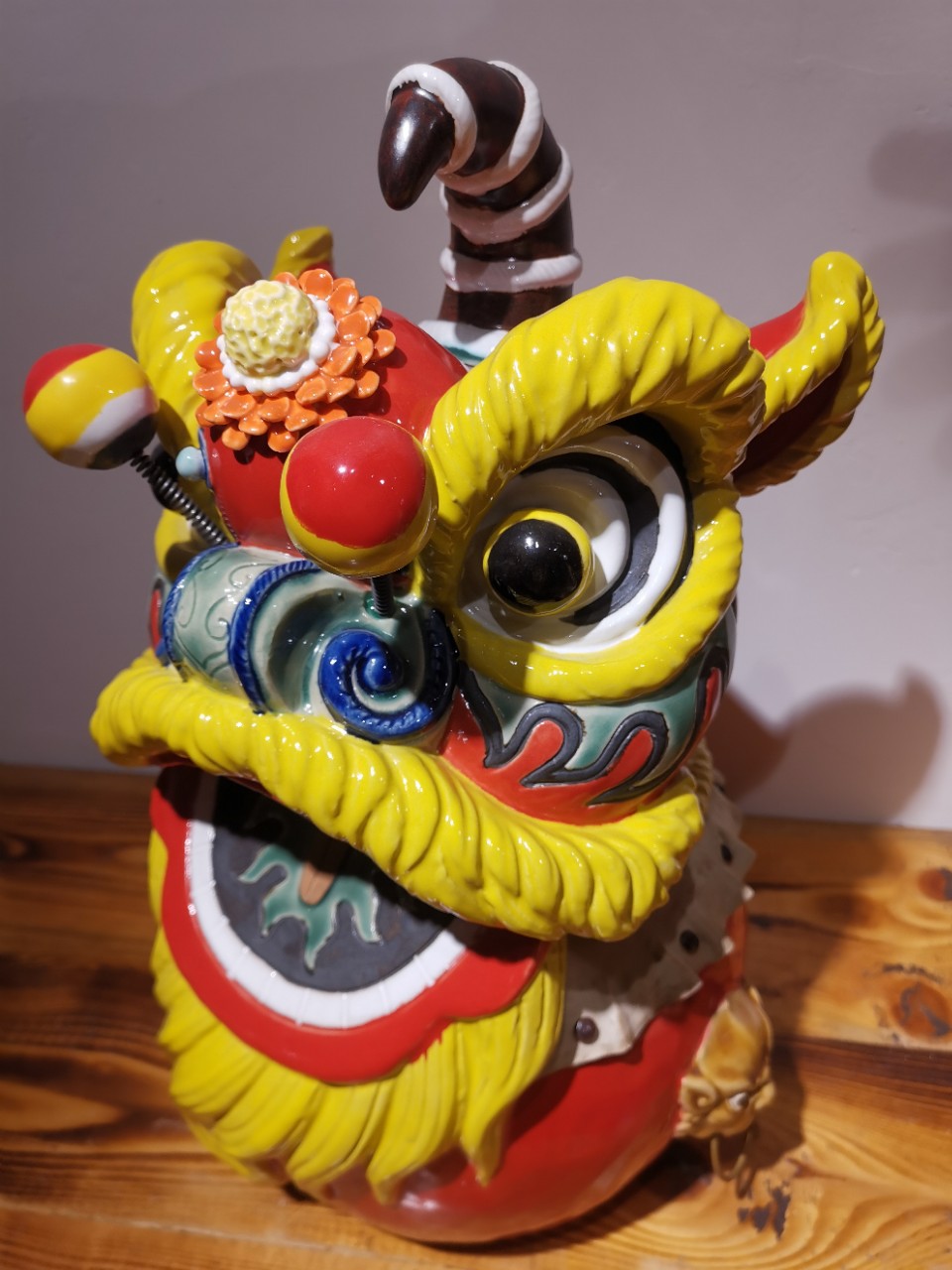 精品醒狮摆件 石湾陶瓷公仔狮子动物家居客厅 国家非物质文化遗产