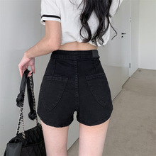 辣妹黑色牛仔短裤女2024新款今年流行春季小个子高腰显瘦热裤