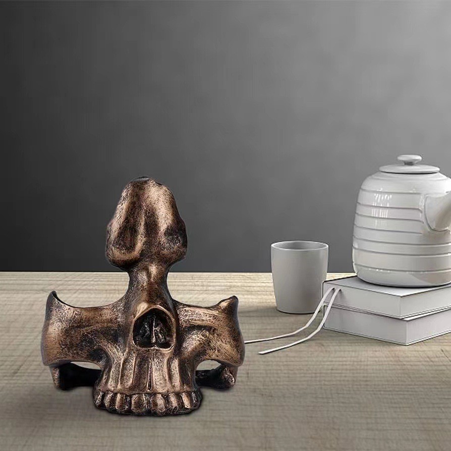 亚马逊跨境热卖创意眼镜架骷髅头树脂摆件桌面装饰眼镜