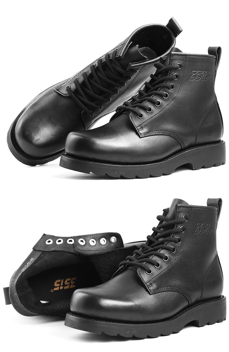 际华3515强人真牛皮鞋橡胶老丁沟战术马丁靴男固特异户外战术靴子
