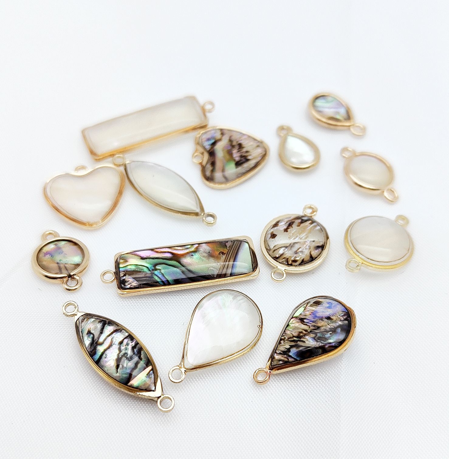 diy饰品配件 保色铜贝壳吊坠 手链耳环贝壳包边吊坠 流苏贝母配件