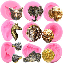 3D Animal Head Silicone Mold Lion Head Fondant Cake跨境专供