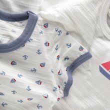 清凉の夏日 小男孩儿童宝宝上衣服装 轻薄透气短袖T恤帆船款