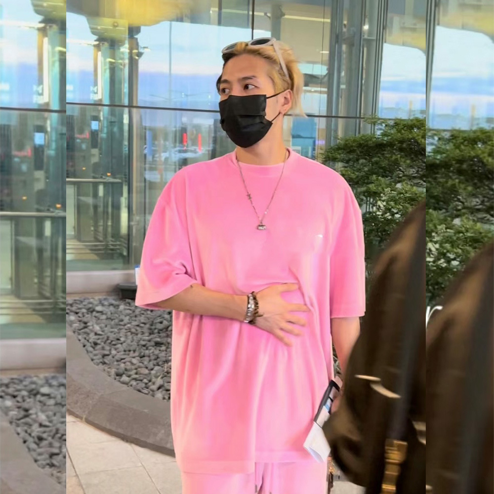 teamwang design王嘉尔同款刺绣圆领短袖t恤秋冬宽松男女同款