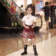 儿童汉服马面裙2024年夏季薄款中国风公主可爱女童短裙网红短款