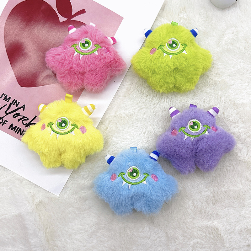 cartoon big eye monster doll keychain cute girl plush stupid doll brooch small pendant bag decorations