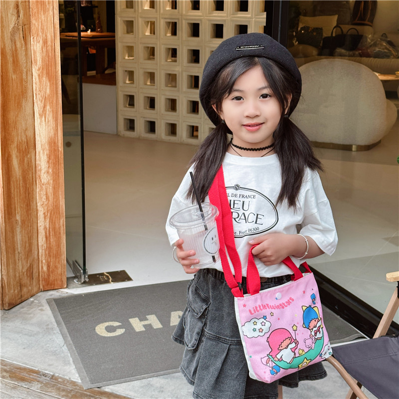 Children's Bag Boys and Girls Fashionable Handbag Versatile Cartoon Canvas Bag Travel Cute Casual Handbag