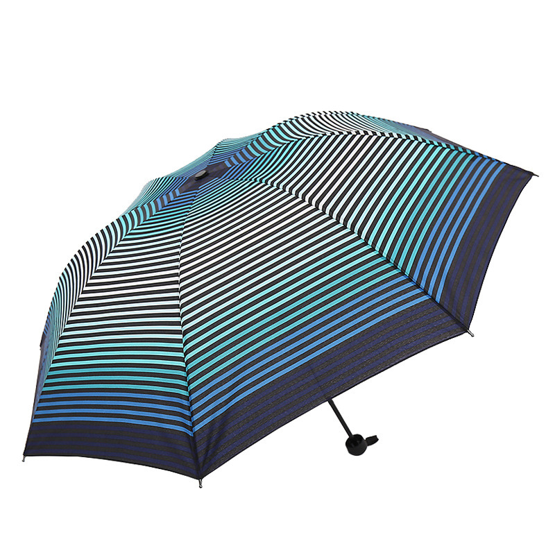Sunny and Rainy Dual-Use Sun Umbrella Striped Large Manual Eight-Bone Folding Reinforced Sun Protection Umbrella Advertising Umbrella